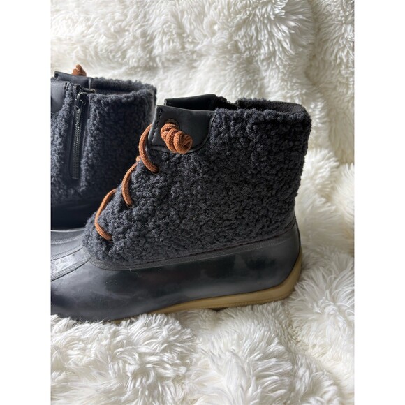 Sperry Saltwater Sherpa Duck Boots Womens 9 Navy/Black Waterproof Side Zip - Picture 2 of 8